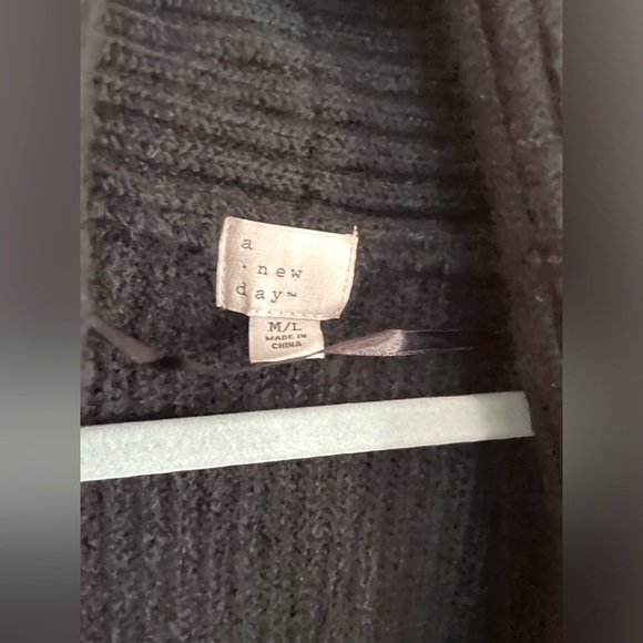 A New Day Open Front Chunky Knit Duster Cardigan, Black, Size M/L, GUC! - Picture 3 of 4